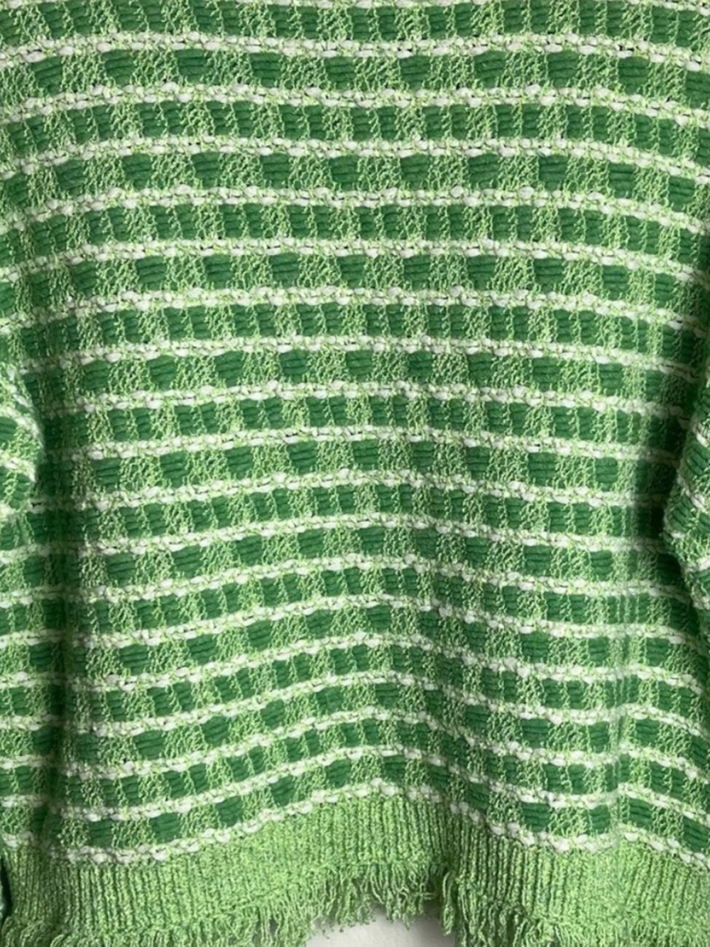 ZARA Green Striped Distressed Cropped Sweater Frayed Hem Knit Top - Picture 10 of 14